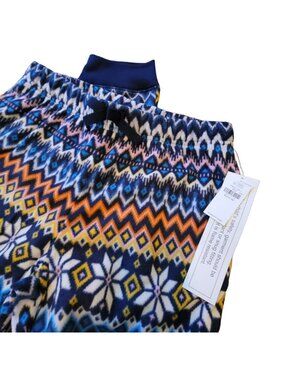 Fleece Pants Pajamas Blue Red White Fair Isle Lounge Girls Large 10/12 JJ2150